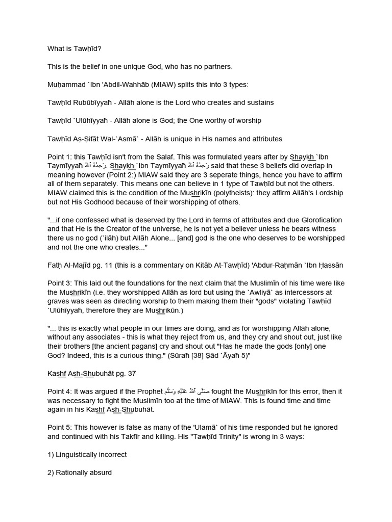 Untitled Document | PDF | Tawhid | God In Islam