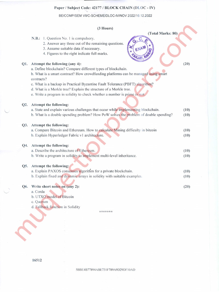 Be - Computer Engineering - Semester 7 - 2022 - December - Dloc IV ...