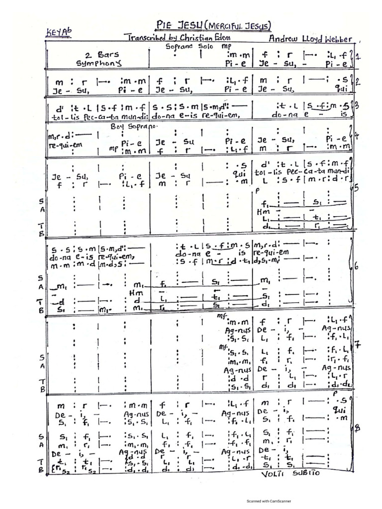 Pie Jesu a. L. Webber Solfa | PDF