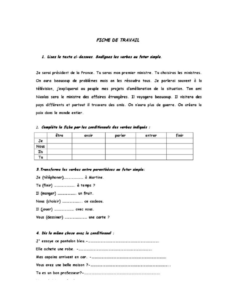 3ro Futur Simple Exer | PDF
