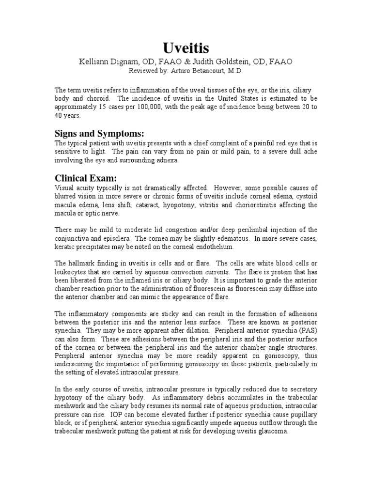 Understanding Uveitis: Causes and Treatment | PDF | Glaucoma | Clinical ...