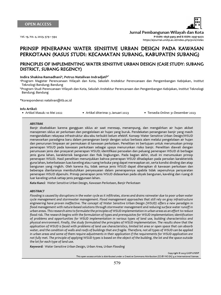 Prinsip Penerapan Water Sensitive Urban Design Pada Kawasan Perkotaan | PDF