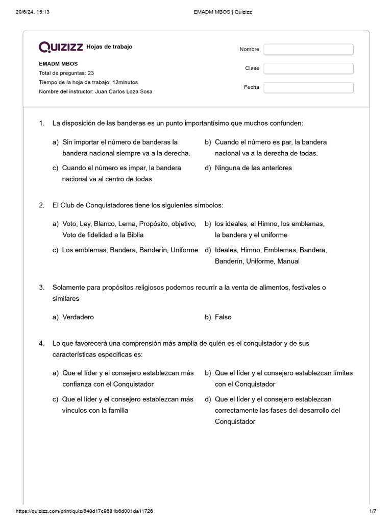 Manual Administrativo MBOS - Quizizz | PDF
