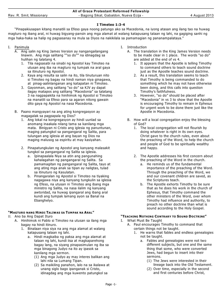 Itimothy1vss 3 To4 Agprf August 2013 Tagalog English | PDF