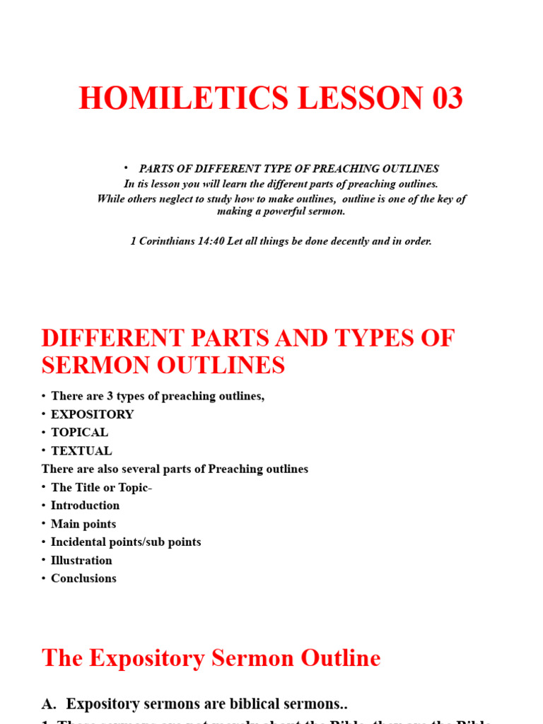 Homiletics Lesson 03 Pdf Expository Preaching Sermon