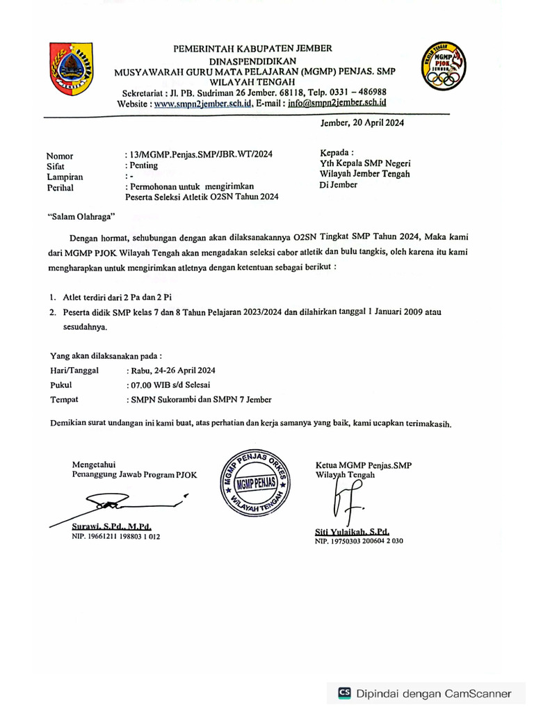 Undangan Seleksi O2SN | PDF