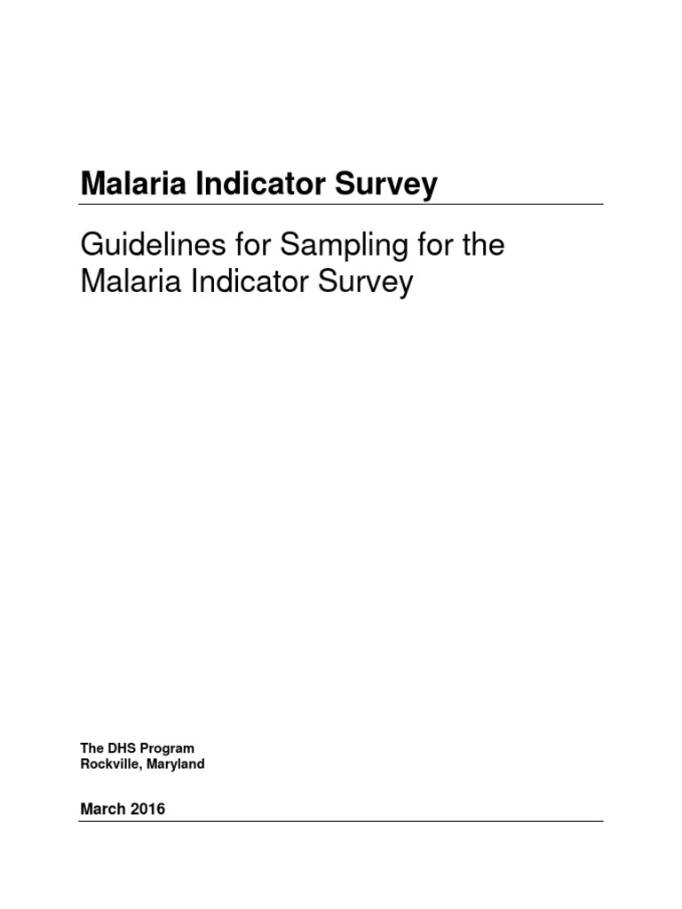 Malaria Indicator Survey Sampling Guidelines | PDF | Sampling ...