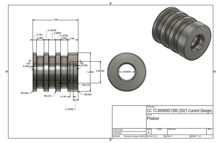 TC300/600/1200 Piston Design Specs | PDF