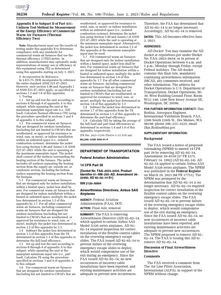 Energy Efficiency Testing for Furnaces | PDF | Federal Aviation ...