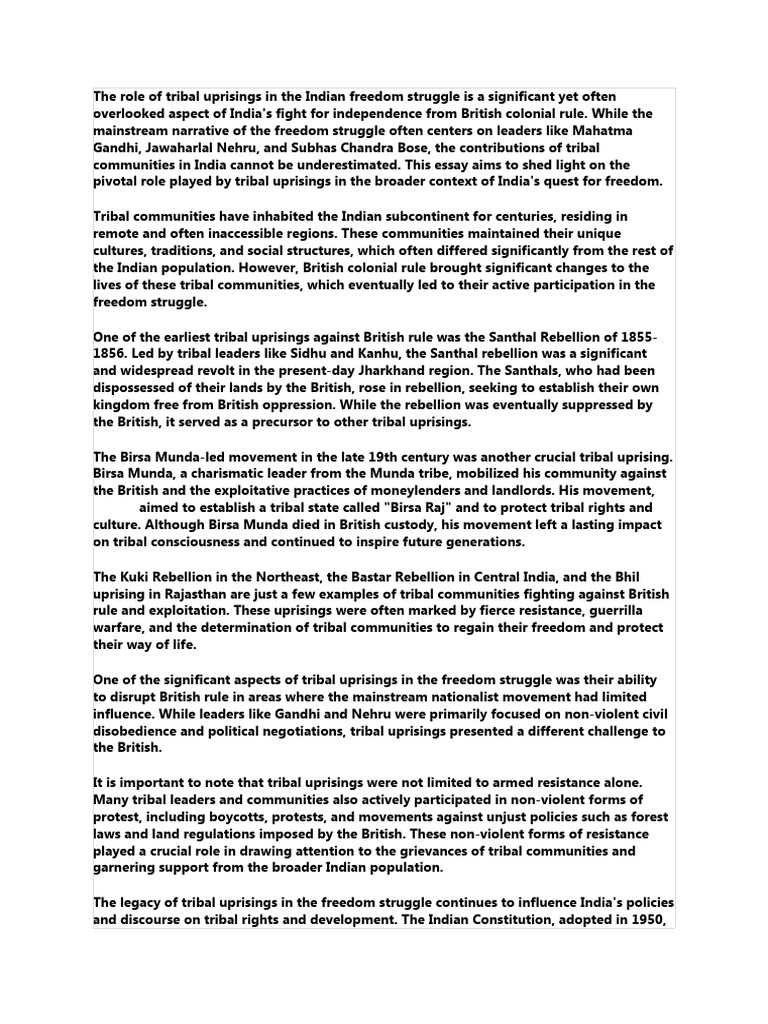 Tribal Uprisings in India's Freedom Struggle | PDF | Indian ...