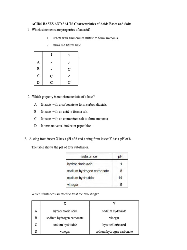 Characteristics of Acids and Bases | PDF | Acid | Ammonium