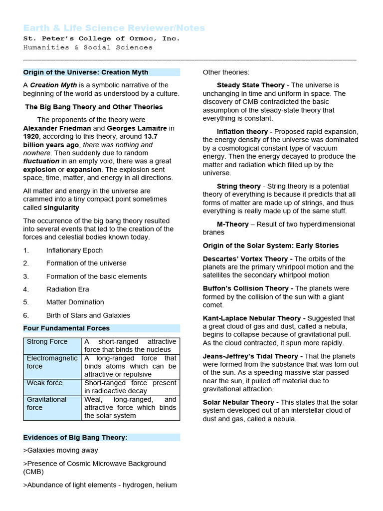 SPC - Earth & Life Science Reviewer | PDF | Planets | Solar System