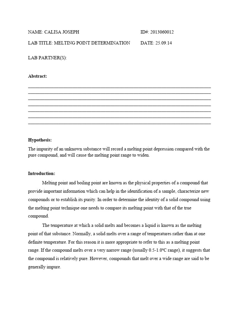 Chapter 4: Melting Point Analysis | PDF | Melting Point | Solid