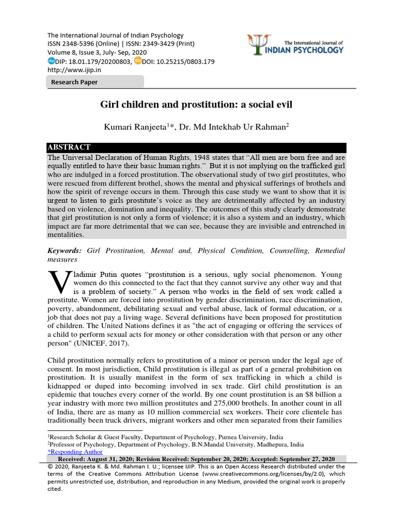 Girl children and prostitution a social evil kumari ranjeeta dr md