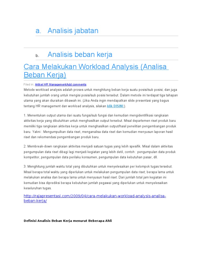Cara Melakukan Workload Analysis | PDF | Karier & Perkembangan | Komputer