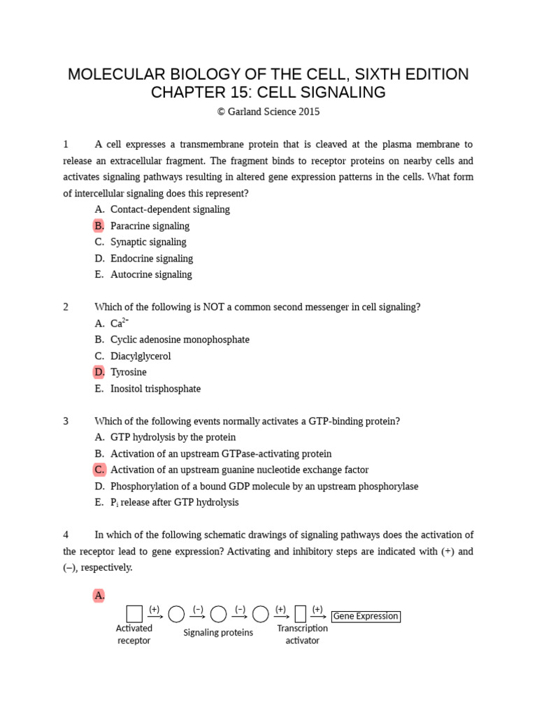 Molecular Biology of The Cell, Sixth Edition Chapter 15: Cell Signaling ...