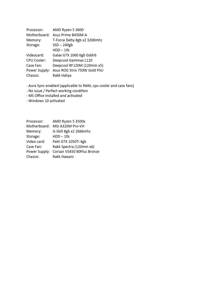 PC Specs PDF