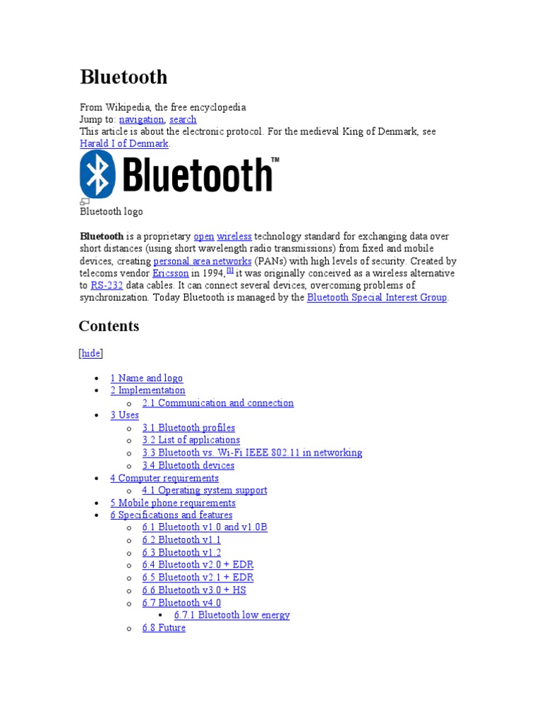 Bluetooth: Bluetooth Is A Proprietary | PDF | Bluetooth | Microsoft Windows