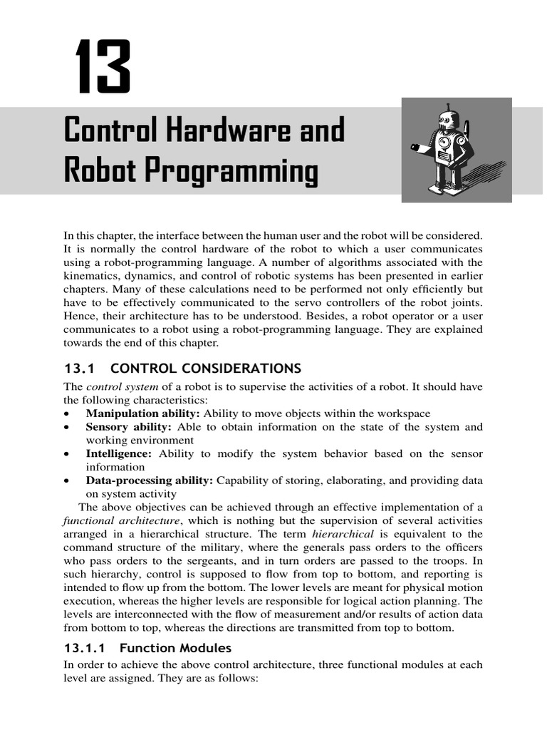 Robot Control Systems and Architecture | PDF | Robotics | Robot