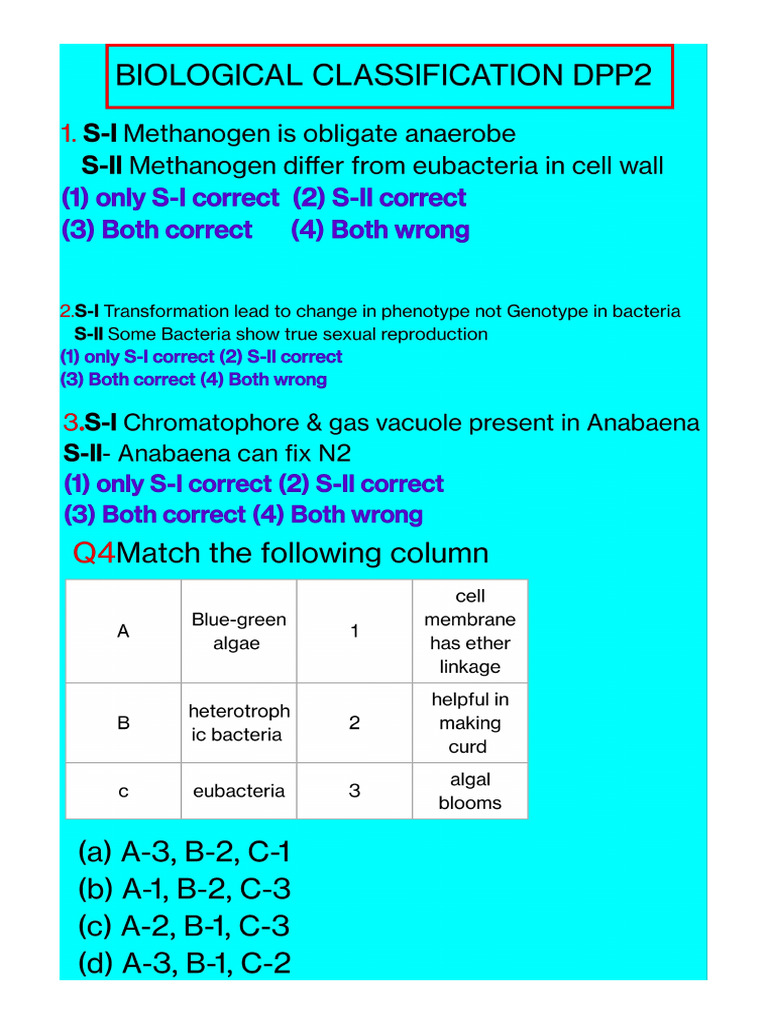 Biological Classification Spectrum DPP 2 | PDF