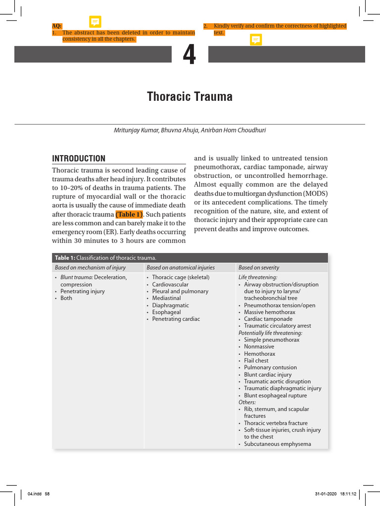 Thoracictraumachapter | PDF | Thorax | Major Trauma