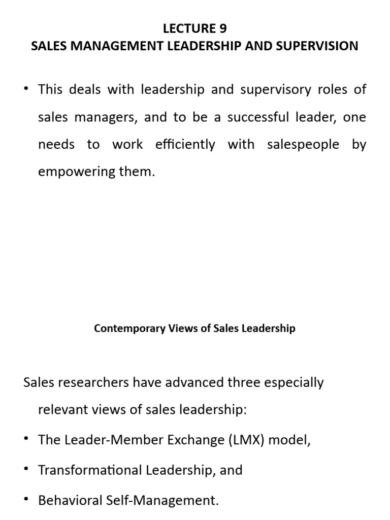 Sales Management Leadership Strategies | PDF | Leadership | Power ...