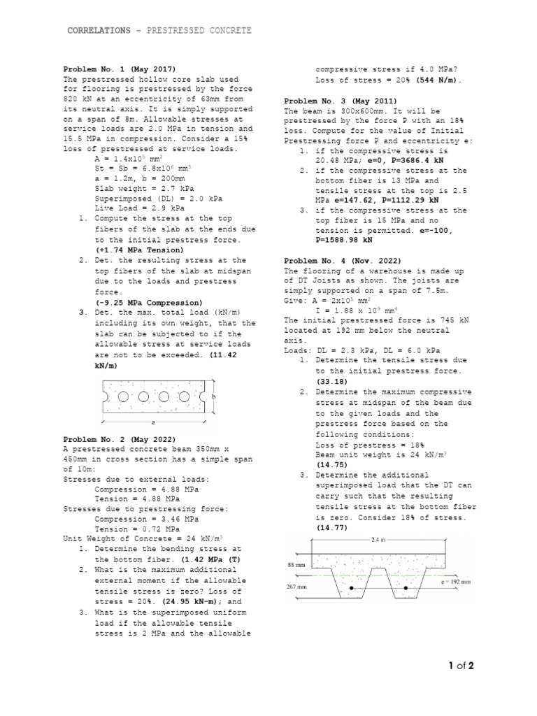 Prestressed Concrete Analysis Problems | PDF | Beam (Structure ...