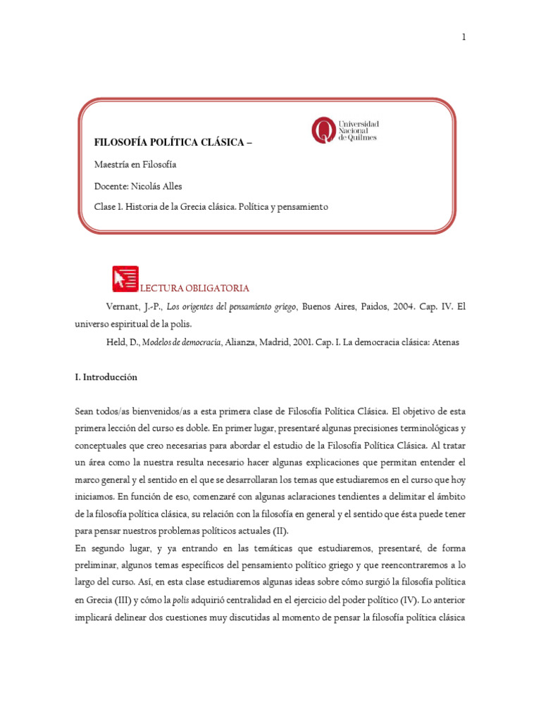 Clase 1 - Historia de La Grecia Clásica | PDF | Democracia | Ideologías ...