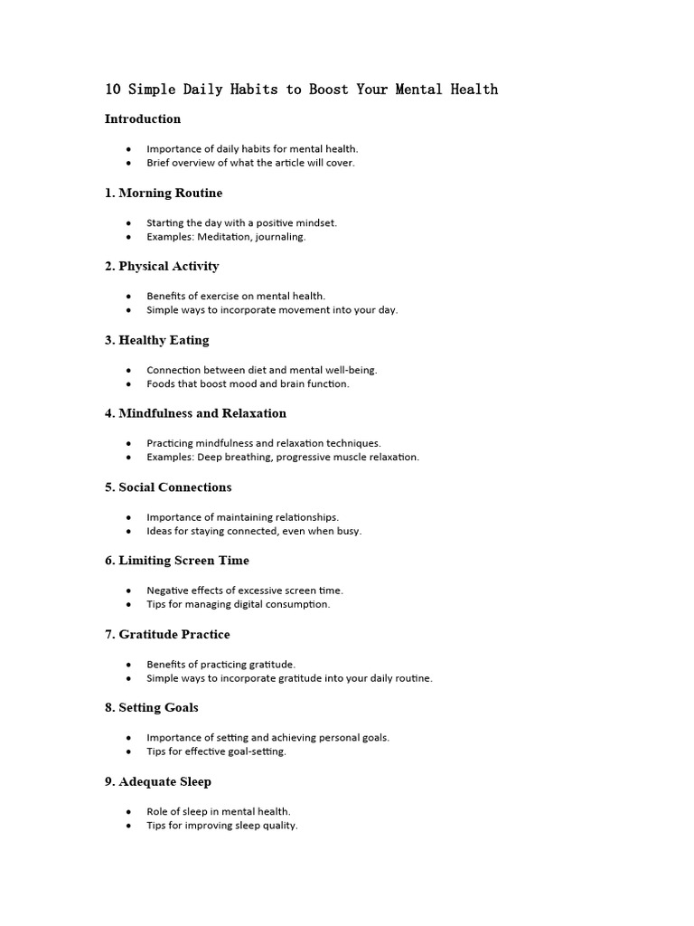 10 Simple Daily Habits To Boost Your Mental Health | PDF
