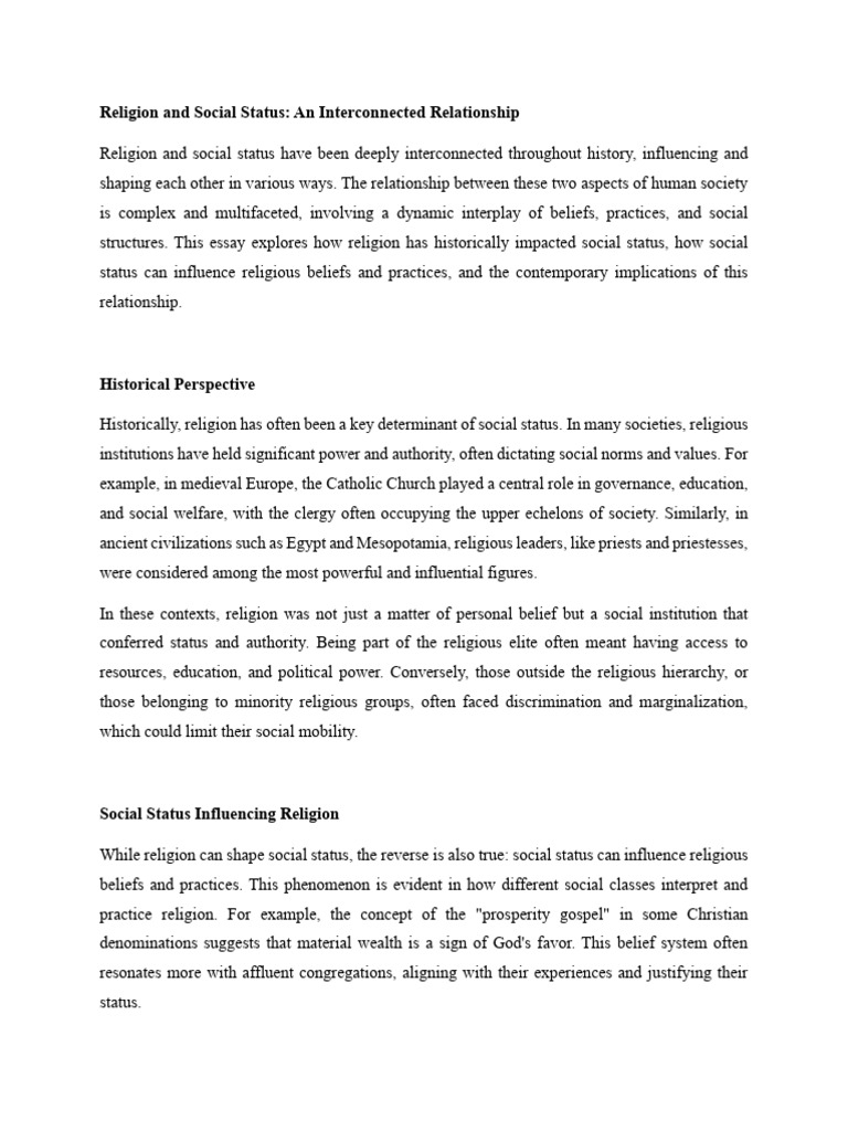 Religion's Impact on Social Status Dynamics | PDF | Social Status | Society