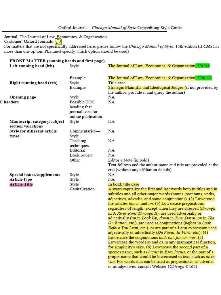 Copyediting Guide for Law Journals | PDF | Comma | Letter Case