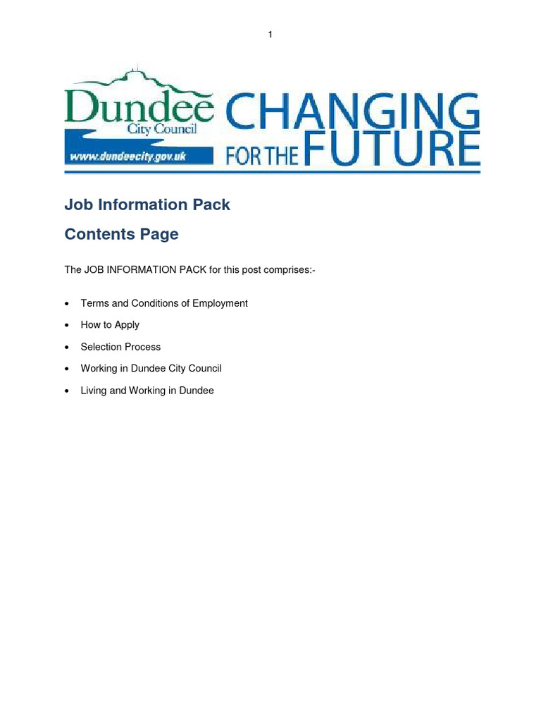 Dundee City Council Job Information Pack | PDF | Employment | Recruitment
