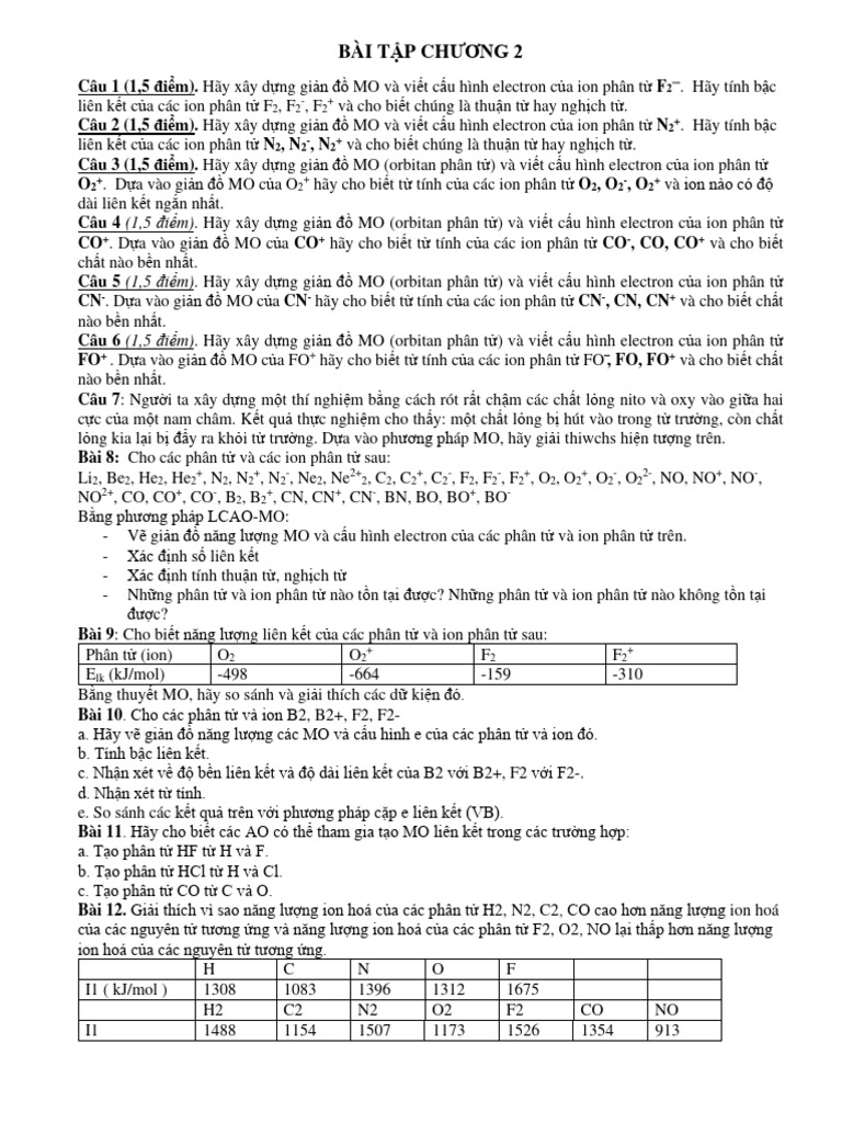 BT Chương 2 (Đề) | PDF