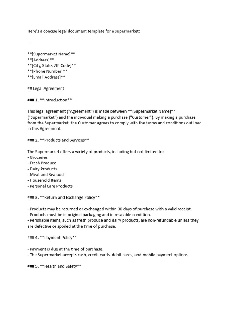 Supermarket Template Legal | PDF | Supermarket | Payments