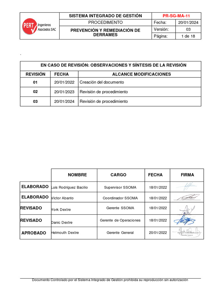 Procedimiento de Derrames | PDF | Residuos | Transformador