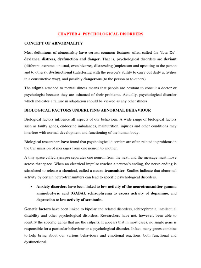 PSY CHP 4 XII - Psychological Disorders | PDF | Mental Disorder ...