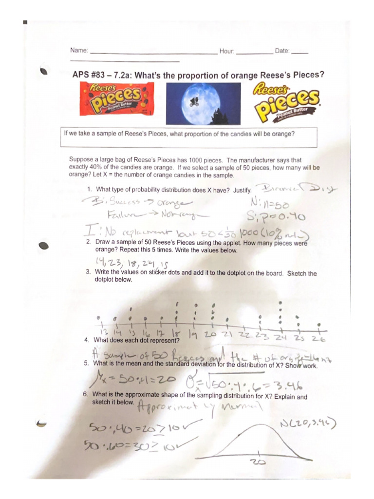 APS #83 - 7.2a What's The Proportion of Orange Reese's Pieces | PDF