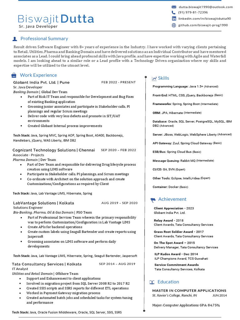 Java Developer Pdf Software Architecture Computing