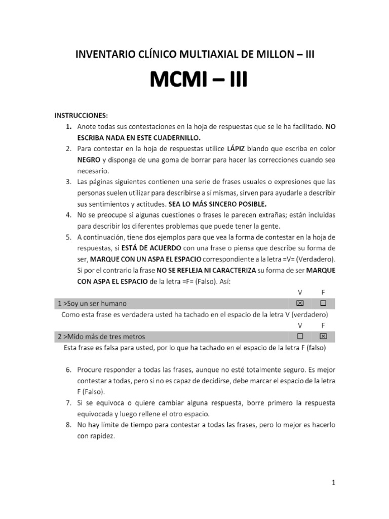 Cuestionario MCMI - III | PDF