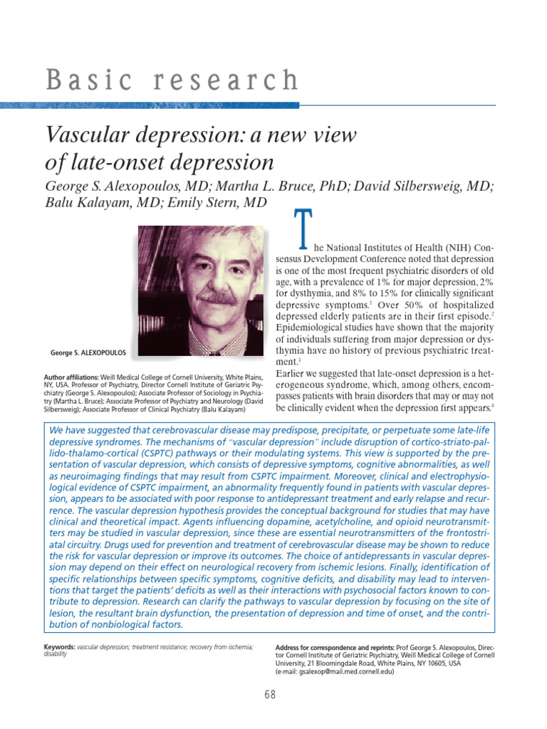 Vascular Depression in Elderly Patients | PDF | Major Depressive ...