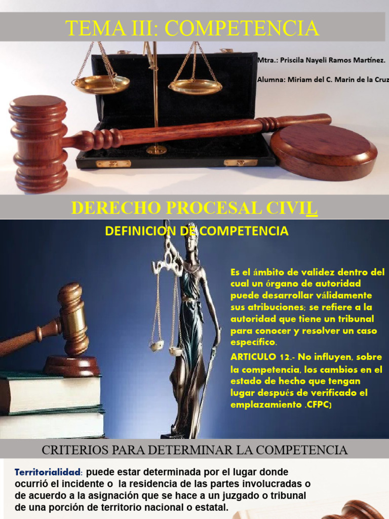 Competencia Derecho Procesal Civil Exposicion | PDF | Jurisdicción ...