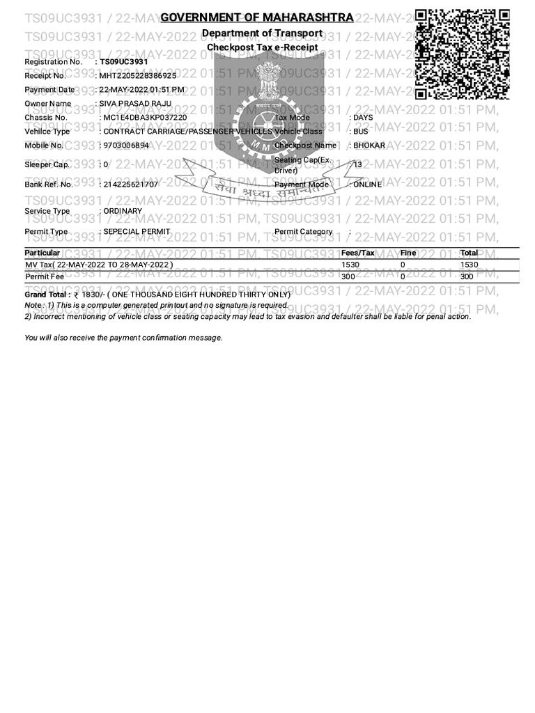 Online tax payment portal pdf land transport vehicles