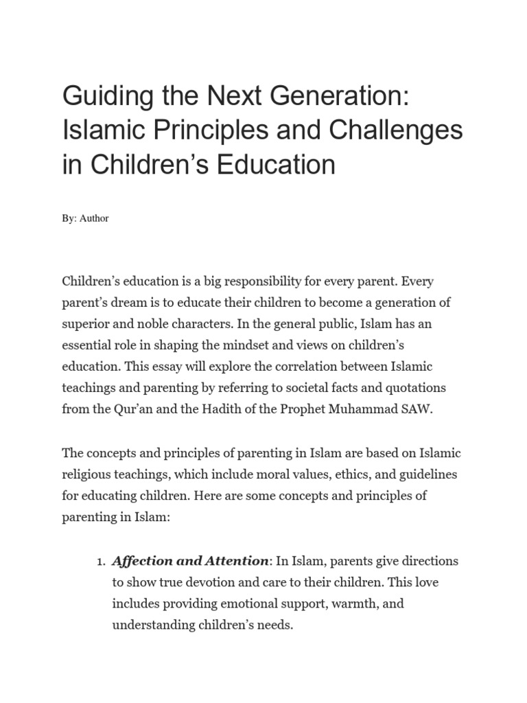 Guiding The Next Generation - Islamic Principles and Challenges in ...