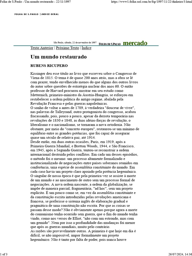 A Nova Ordem Global e Seus Desafios | PDF | Nações Unidas | Relações ...