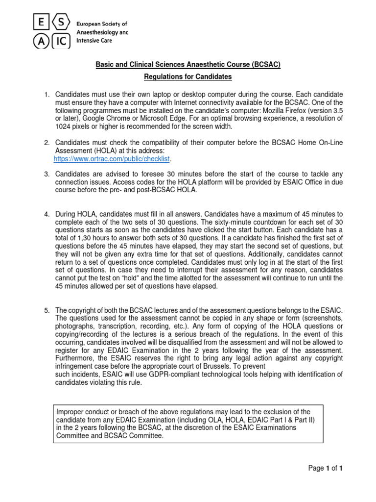 Bcsac Regulations For Candidates | PDF | Computing | Software