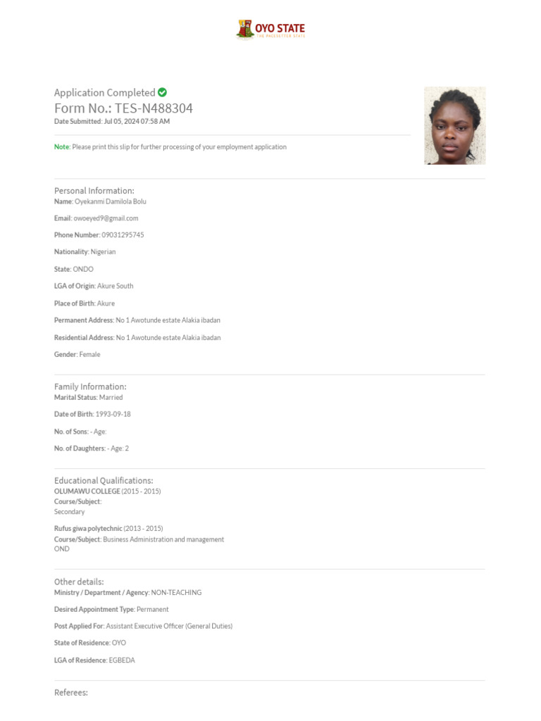 Application successful oyo state job portal pdf