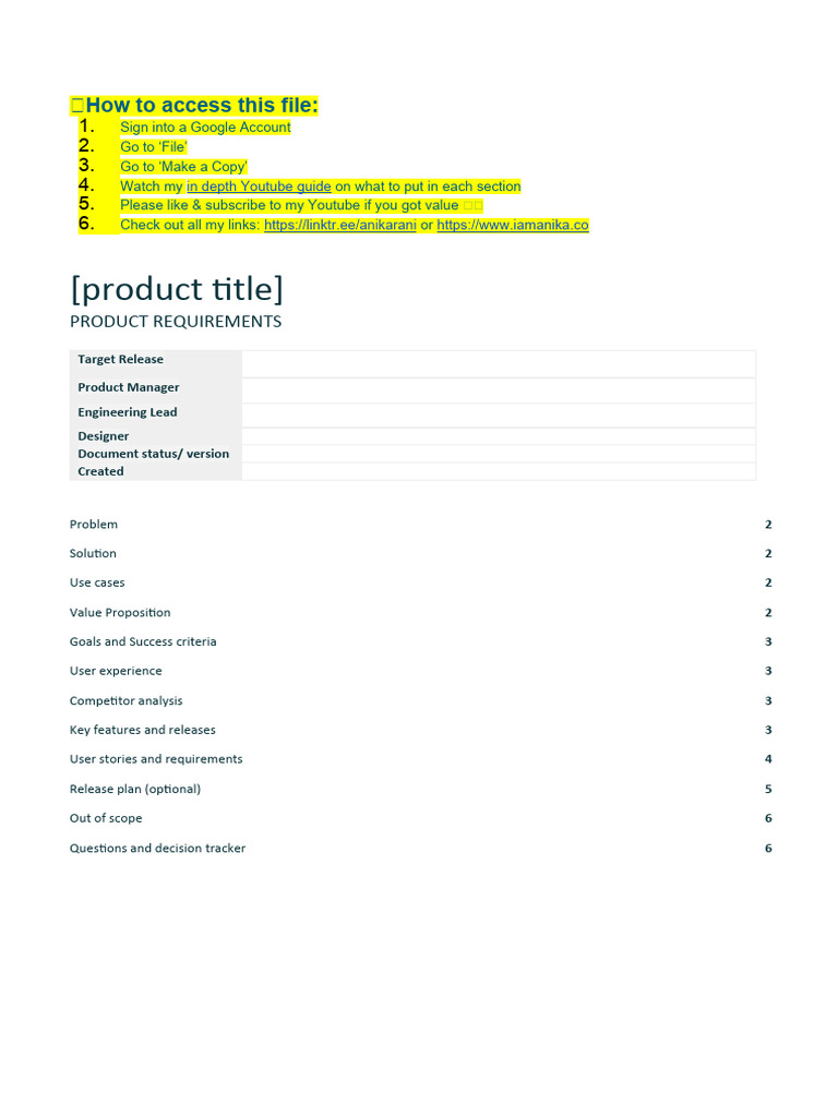 Product Development Guide Template | PDF | User (Computing) | Mobile App
