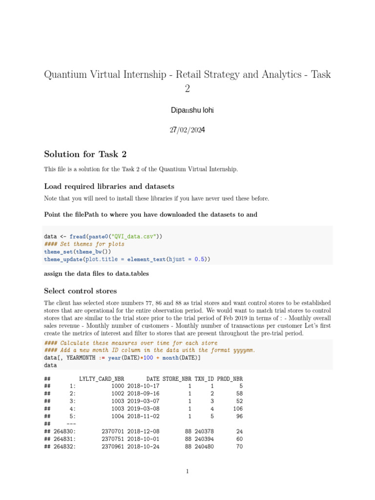 Quantium Internship Task 2 Solution | PDF | Statistical Theory ...