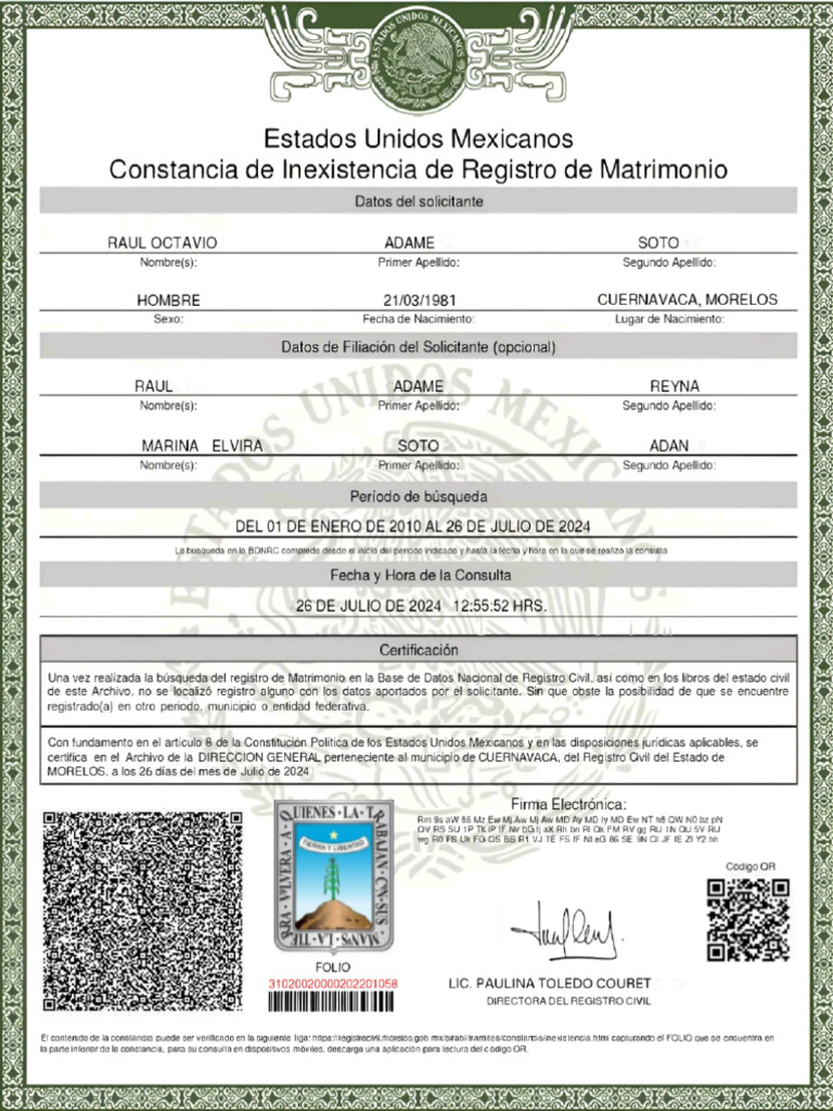 Constancia No Matrimonio Raul | PDF
