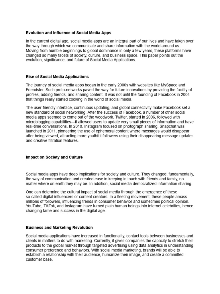 Evolution and Influence of Social Media Apps | PDF | Social Media ...